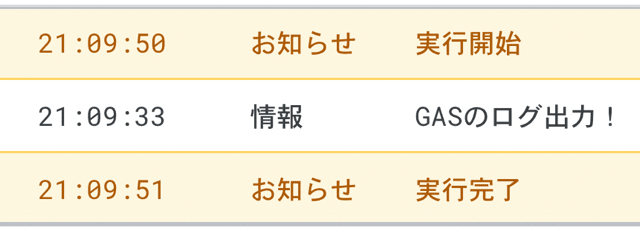 gas ログ 表示